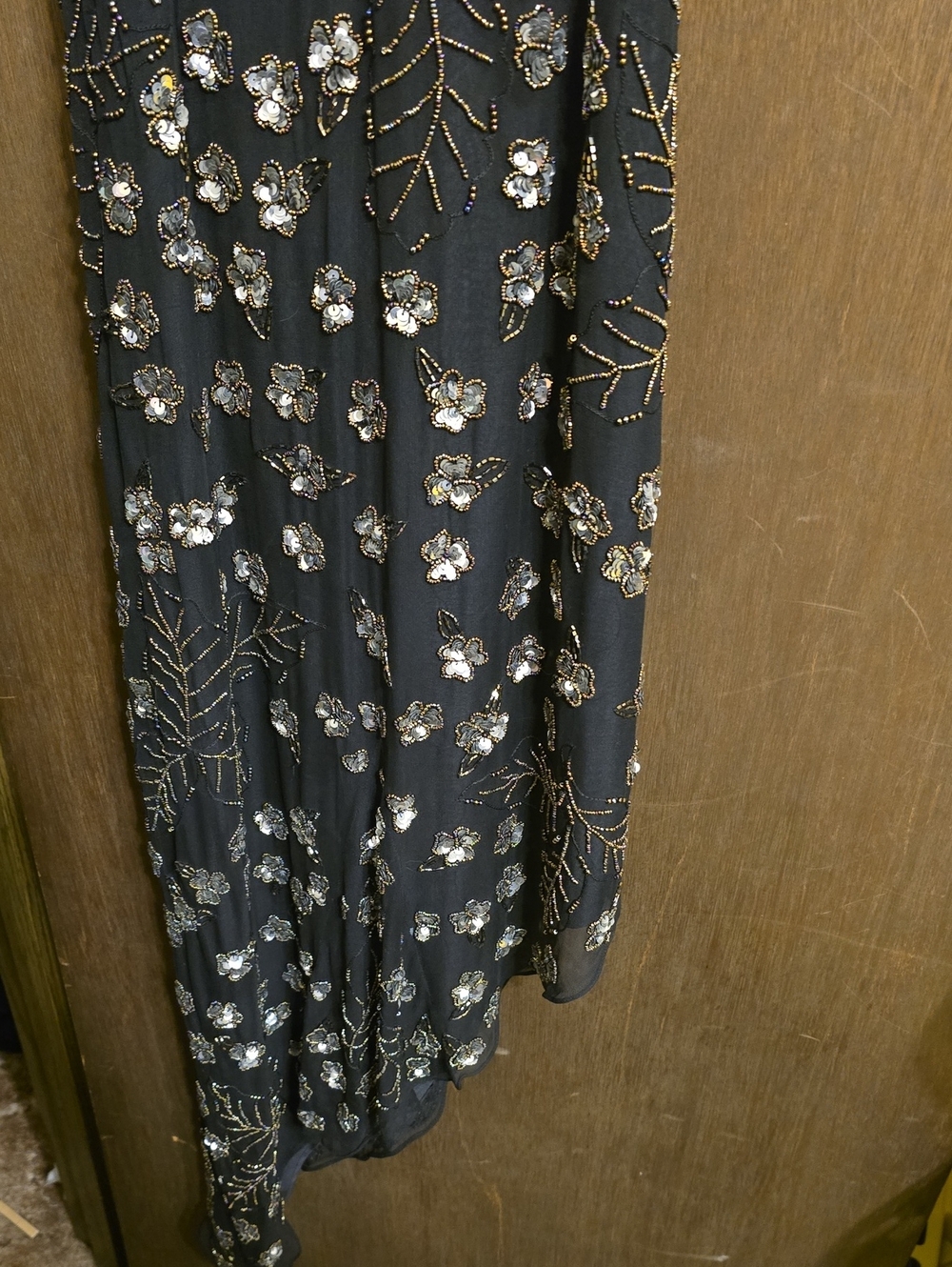 Cache Black Asymmetrical Floral Embellished Maxi Dress - Picture 3 of 7